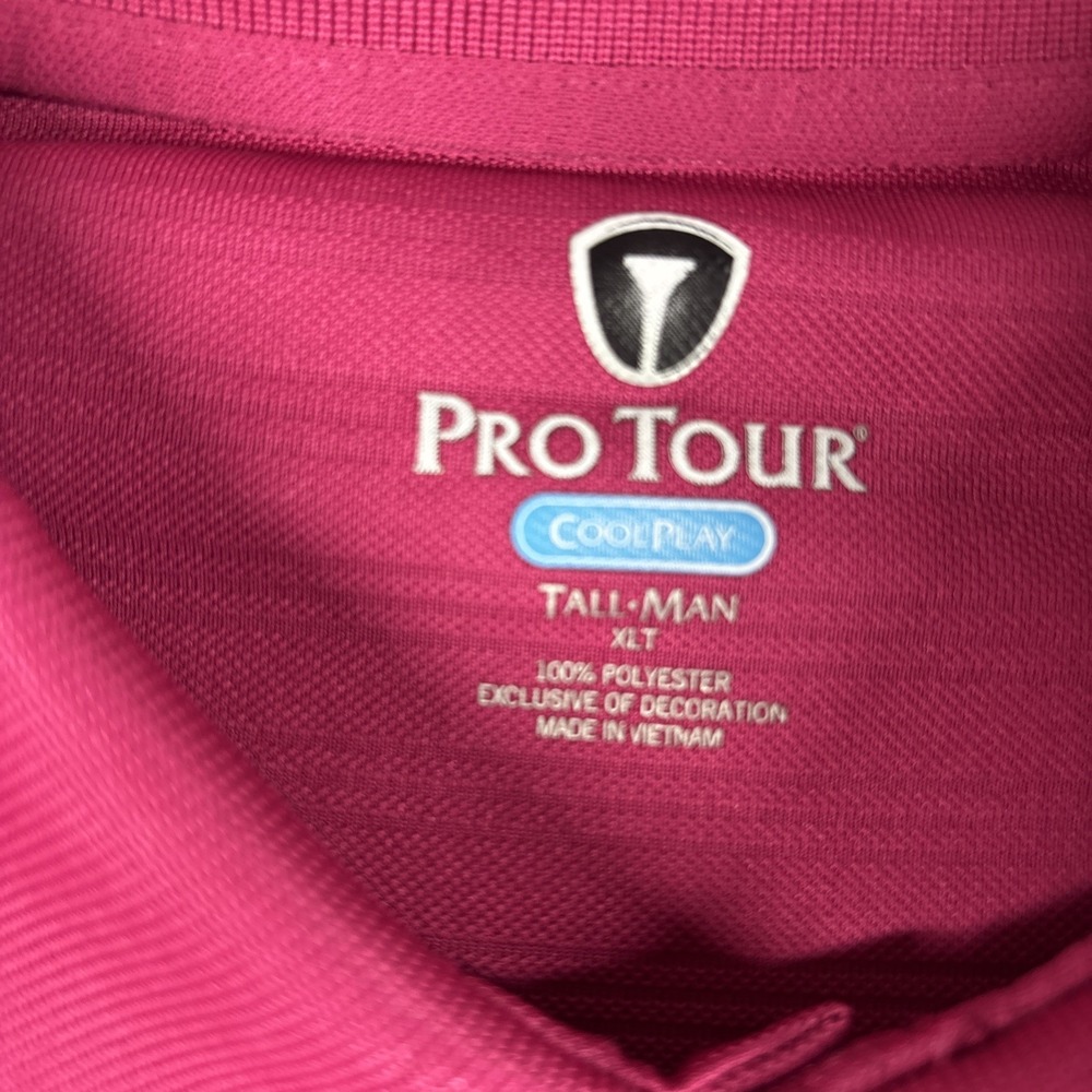 Pro Tour Coolplay Golf Polo Pink Short Sleeve Shirt Stretch Men's Size XLT - Picture 2 of 10